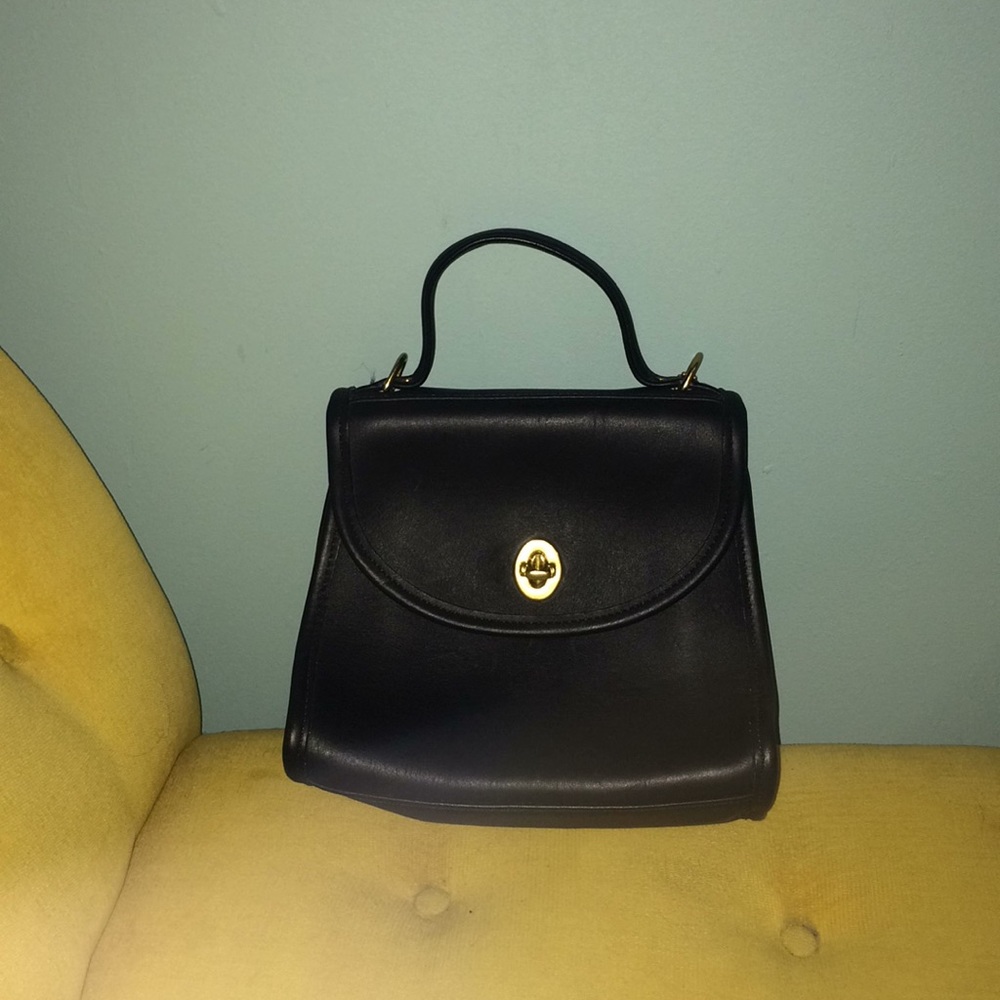 Small Coach hand back, Black Leather
